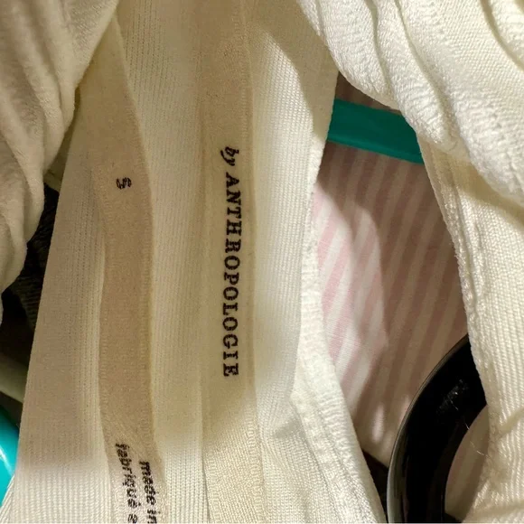 Anthropologie White Ribbed Cut Out Tank Top - Picture 2 of 5